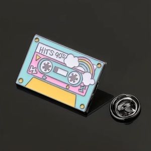 Rainbow Hits 90’s Cassette Tape Brooch Cartoon Metal Enamel Pin Collectable Past